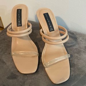 Steven by Steve Madden tan and clear block heel